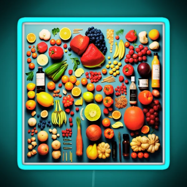 Exquisite Fruits In Table Art Vibrant Kitchen Decor RGB Neon Sign
