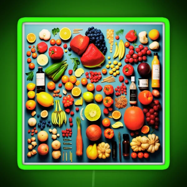 Exquisite Fruits In Table Art Vibrant Kitchen Decor RGB Neon Sign