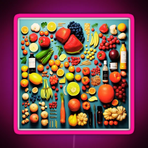 Exquisite Fruits In Table Art Vibrant Kitchen Decor RGB Neon Sign