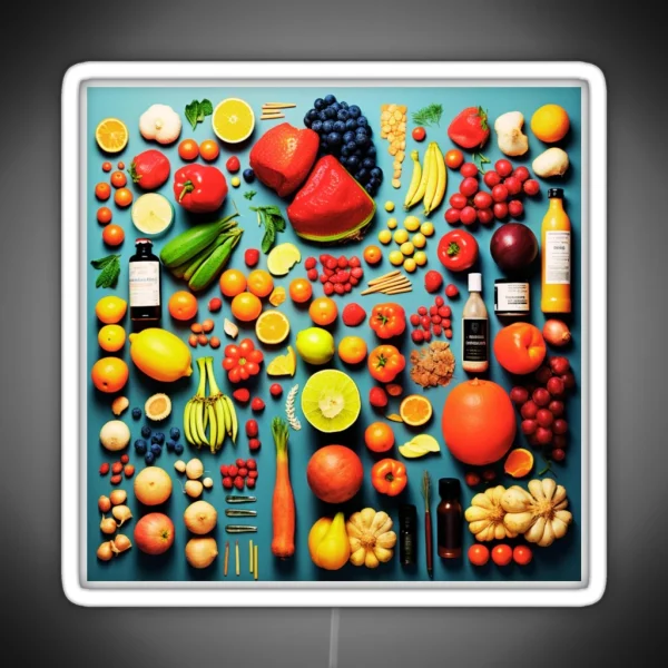 Exquisite Fruits In Table Art Vibrant Kitchen Decor RGB Neon Sign