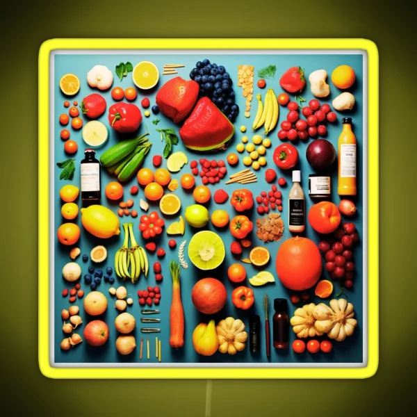 Exquisite Fruits In Table Art Vibrant Kitchen Decor RGB Neon Sign