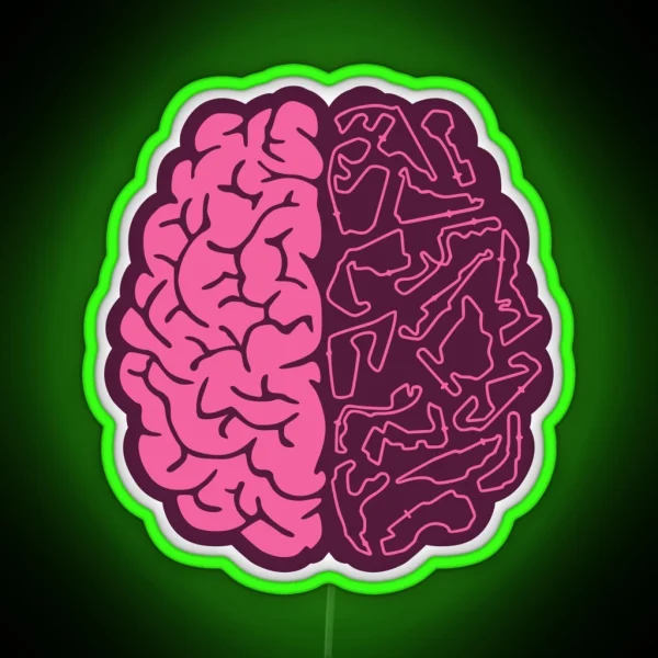 F1 Tracks On The Brain Design RGB Neon Sign