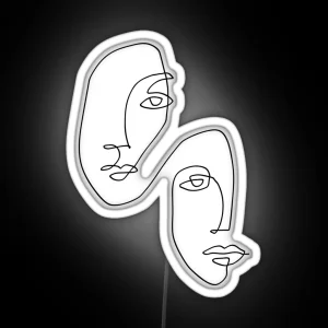 Faces Line Art RGB Neon Sign