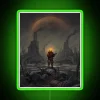 Add futuristic style with customizable color changing Factorio inspired signage.