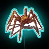 Neon Factorio Spidertron logo lighting for gaming enthusiast decor rooms.