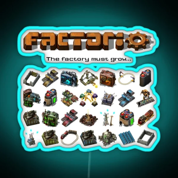 Factorio The Factory Must Grow RGB Neon Sign