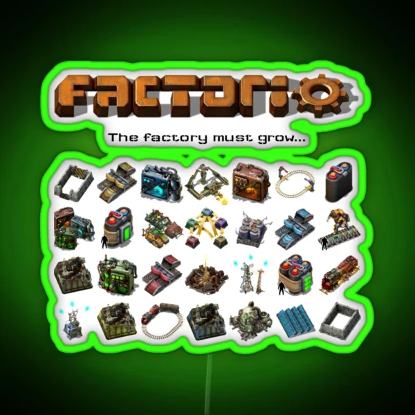 Factorio The Factory Must Grow RGB Neon Sign