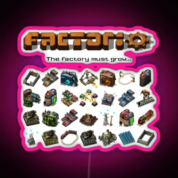 Factorio The Factory Must Grow RGB Neon Sign