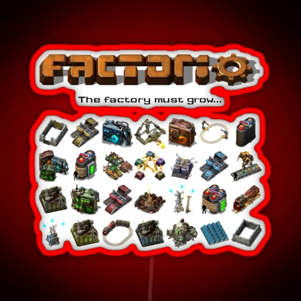 Factorio The Factory Must Grow RGB Neon Sign