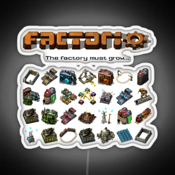 Factorio The Factory Must Grow RGB Neon Sign