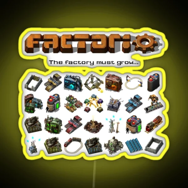 Factorio The Factory Must Grow RGB Neon Sign