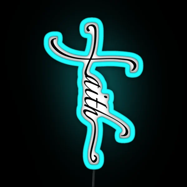 Faith Cross Small RGB Neon Sign