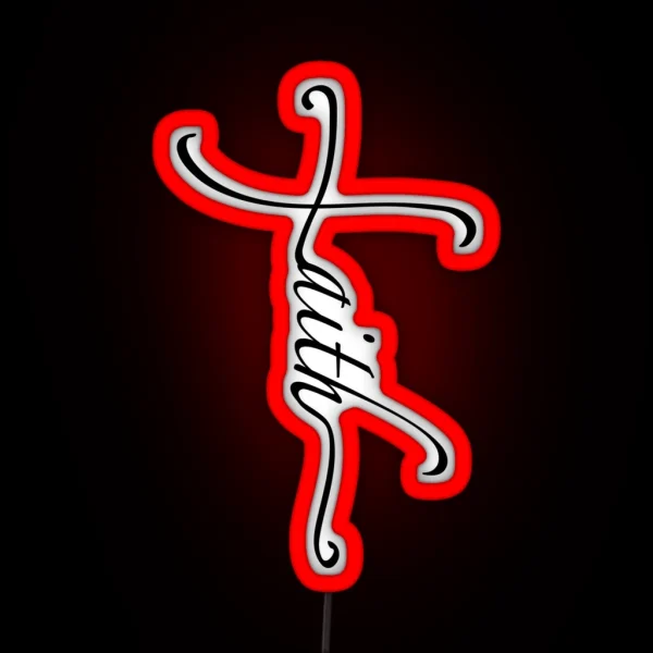 Faith Cross Small RGB Neon Sign