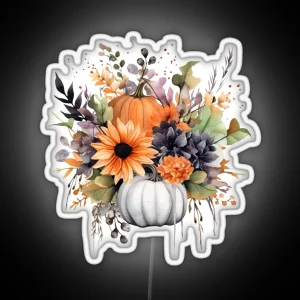 Fall Floral Pumpkins RGB Neon Sign