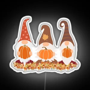 Fall Gnomes With Pumpkins RGB Neon Sign