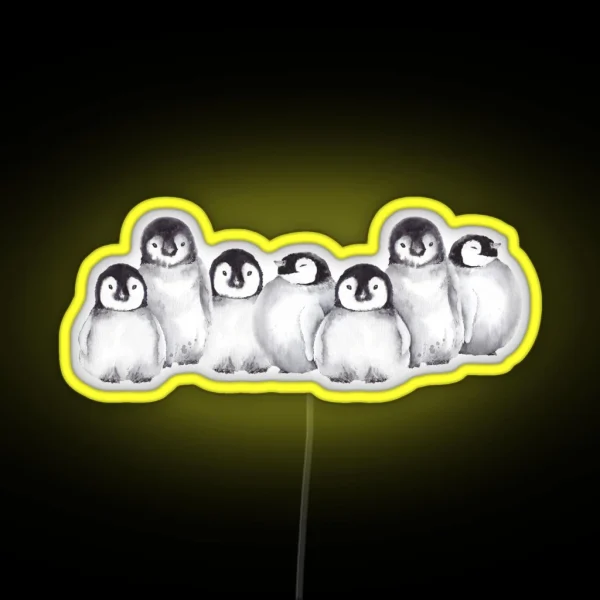 Family Of Penguins RGB Neon Sign