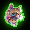 Whimsical Fanciful Neon Rainbow Sign Featuring Happy Kitty Delightful Home Decor