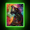 Neon fantasy black cat abstract art decorative room accent lighting