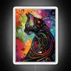 Whimsical fantasy black cat abstract art neon RGB wall decoration