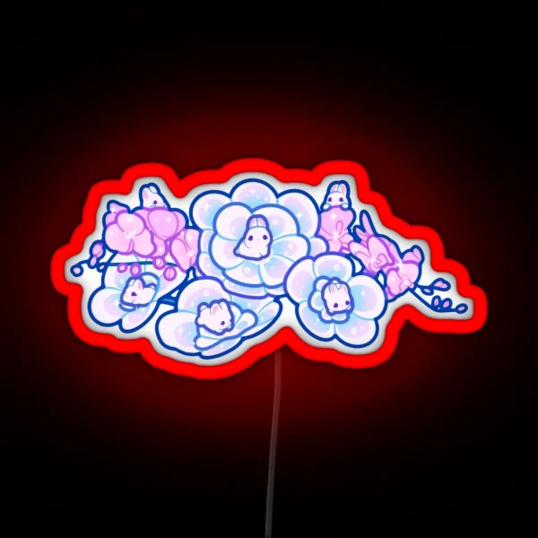 Fantasy Flower Bunnies RGB Neon Sign