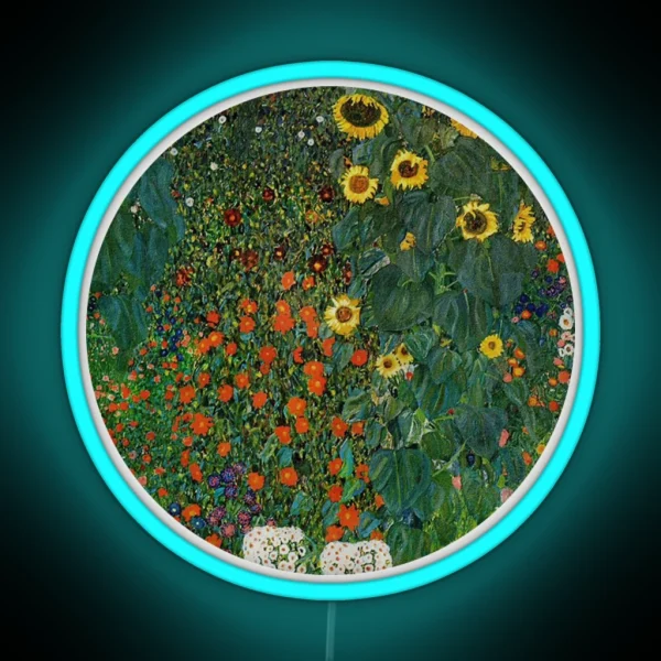 Farm Garden With Flowers Klimt Artsy Led RGB Neon Sign