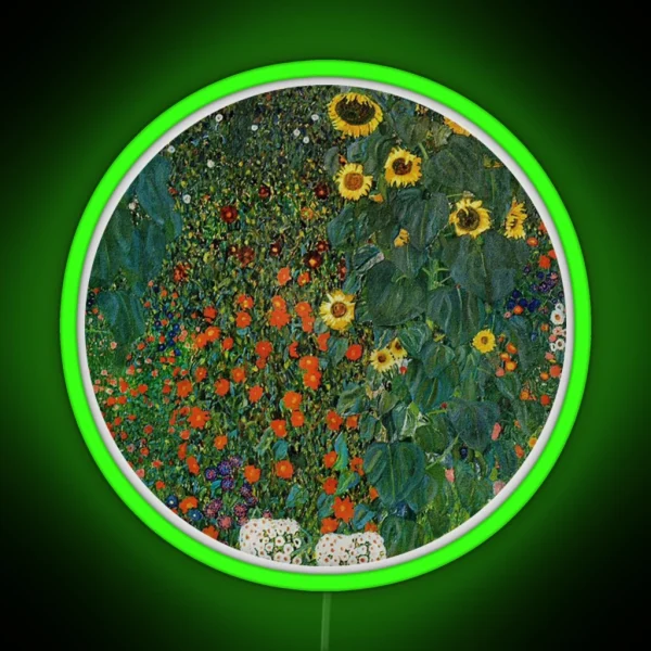 Farm Garden With Flowers Klimt Artsy Led RGB Neon Sign