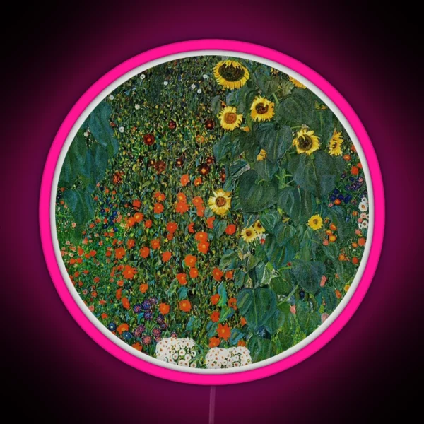 Farm Garden With Flowers Klimt Artsy Led RGB Neon Sign