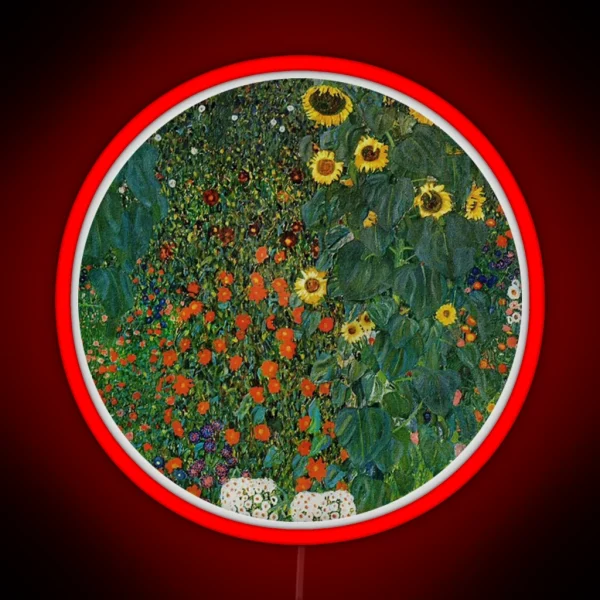 Farm Garden With Flowers Klimt Artsy Led RGB Neon Sign
