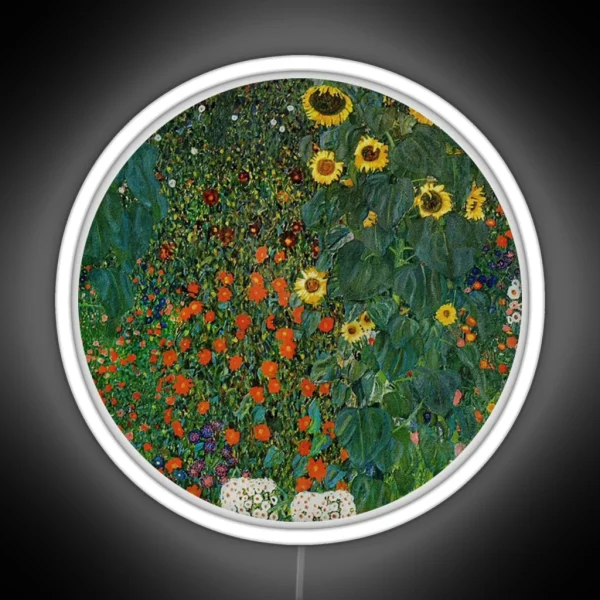 Farm Garden With Flowers Klimt Artsy Led RGB Neon Sign