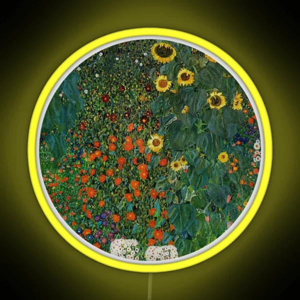Farm Garden With Flowers Klimt Artsy Led RGB Neon Sign