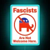 Anti-fascist sentiment made clear with vibrant RBG neon warning.