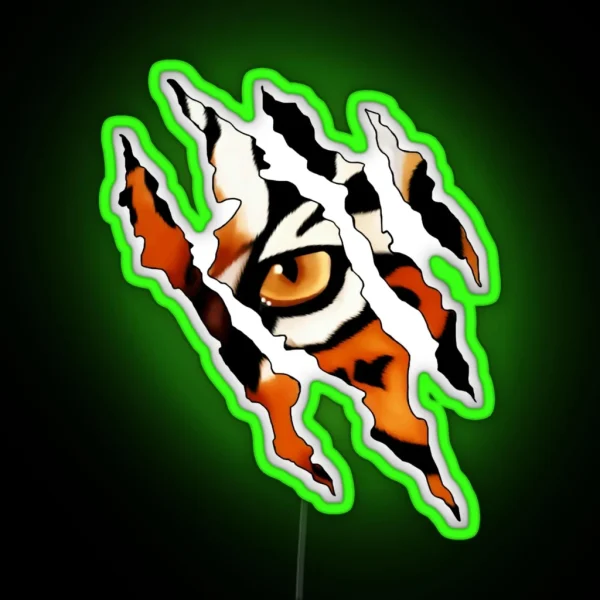 Fearless Tiger Cat Eye Claw Silhouette RGB Neon Sign