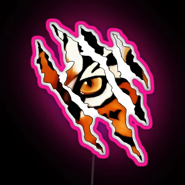 Fearless Tiger Cat Eye Claw Silhouette RGB Neon Sign