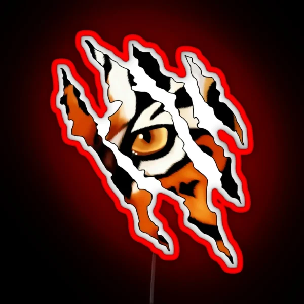 Fearless Tiger Cat Eye Claw Silhouette RGB Neon Sign