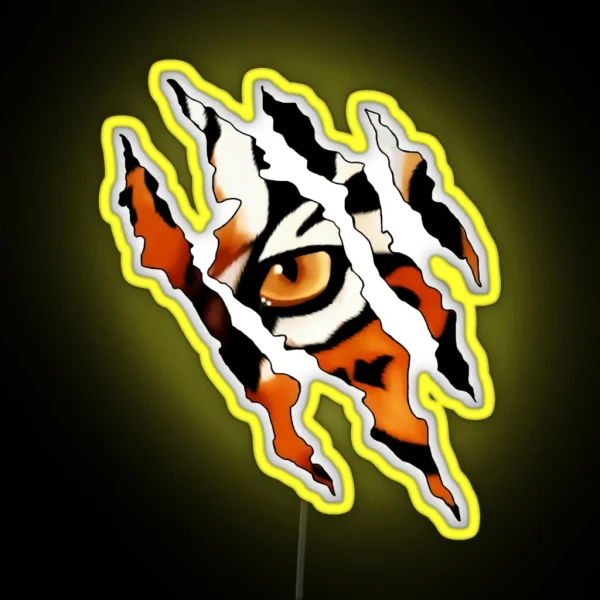 Fearless Tiger Cat Eye Claw Silhouette RGB Neon Sign