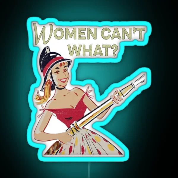 Female Firefighter Funny 1950s Vintage RGB Neon Sign