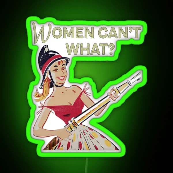 Female Firefighter Funny 1950s Vintage RGB Neon Sign