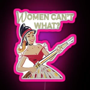 Female Firefighter Funny 1950s Vintage RGB Neon Sign