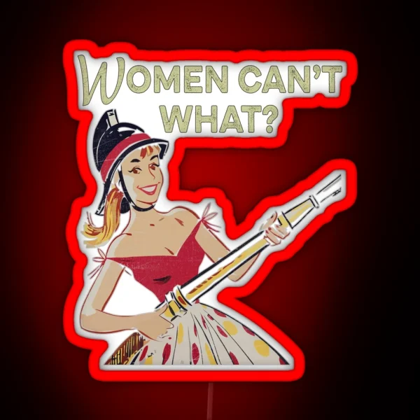 Female Firefighter Funny 1950s Vintage RGB Neon Sign