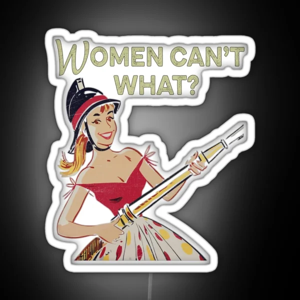 Female Firefighter Funny 1950s Vintage RGB Neon Sign