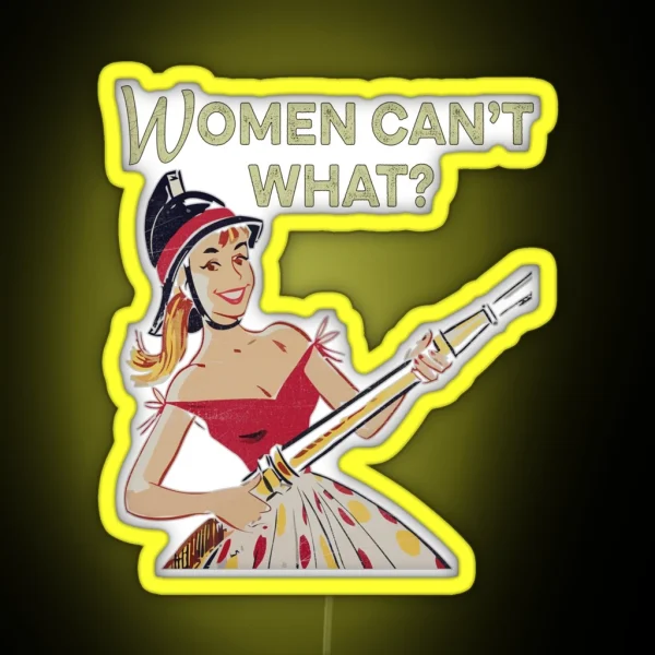 Female Firefighter Funny 1950s Vintage RGB Neon Sign