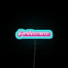 Bright pink and white bubble lettering RGB neon bar decor