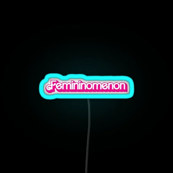Femininomenon Hearts Pink And White Bubble Lettering RGB Neon Sign