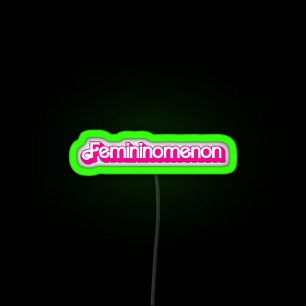 Femininomenon Hearts Pink And White Bubble Lettering RGB Neon Sign