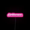 RGB Neon Pink White Bubble Letters Heartbeat Typography Canvas Sign Display.