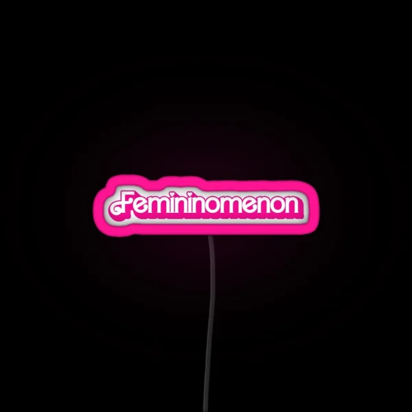 Femininomenon Hearts Pink And White Bubble Lettering RGB Neon Sign