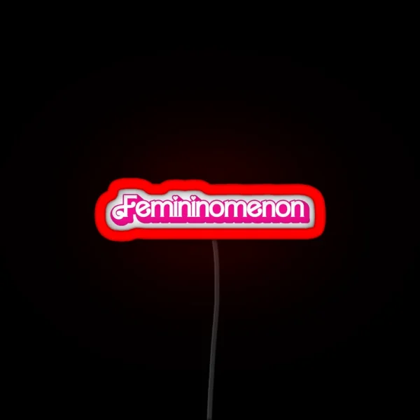 Femininomenon Hearts Pink And White Bubble Lettering RGB Neon Sign