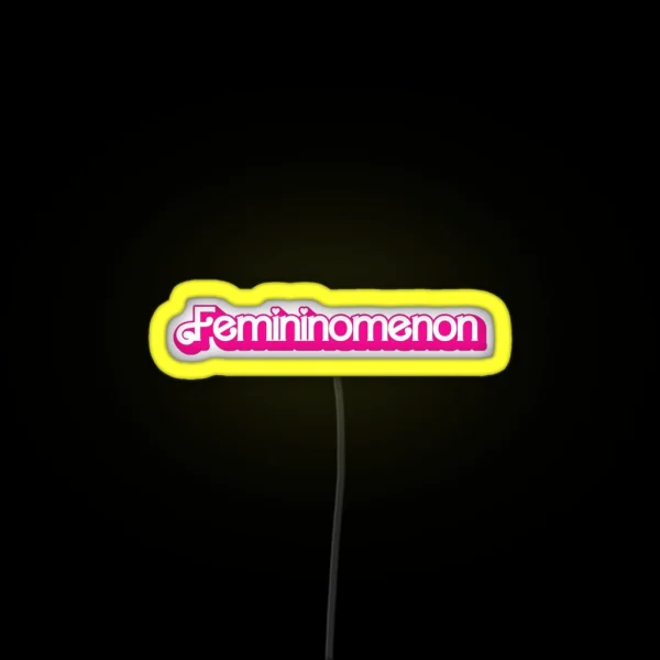 Femininomenon Hearts Pink And White Bubble Lettering RGB Neon Sign