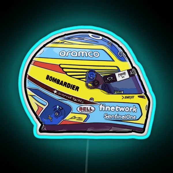 Fernando Alonso 2023 Season Helmet Design RGB Neon Sign