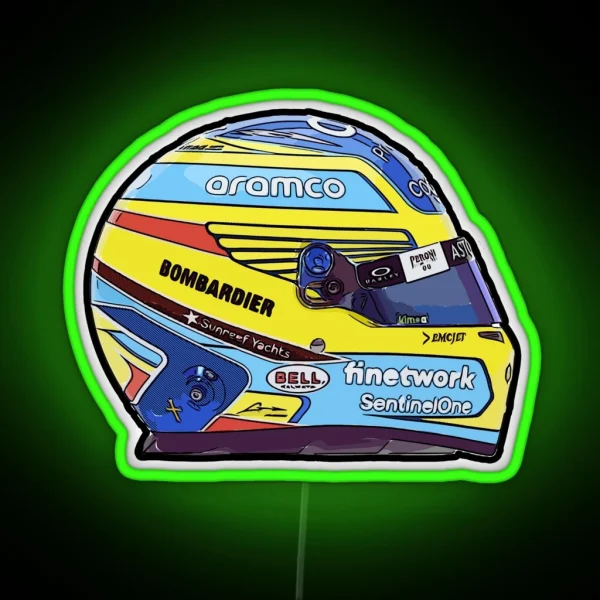 Fernando Alonso 2023 Season Helmet Design RGB Neon Sign